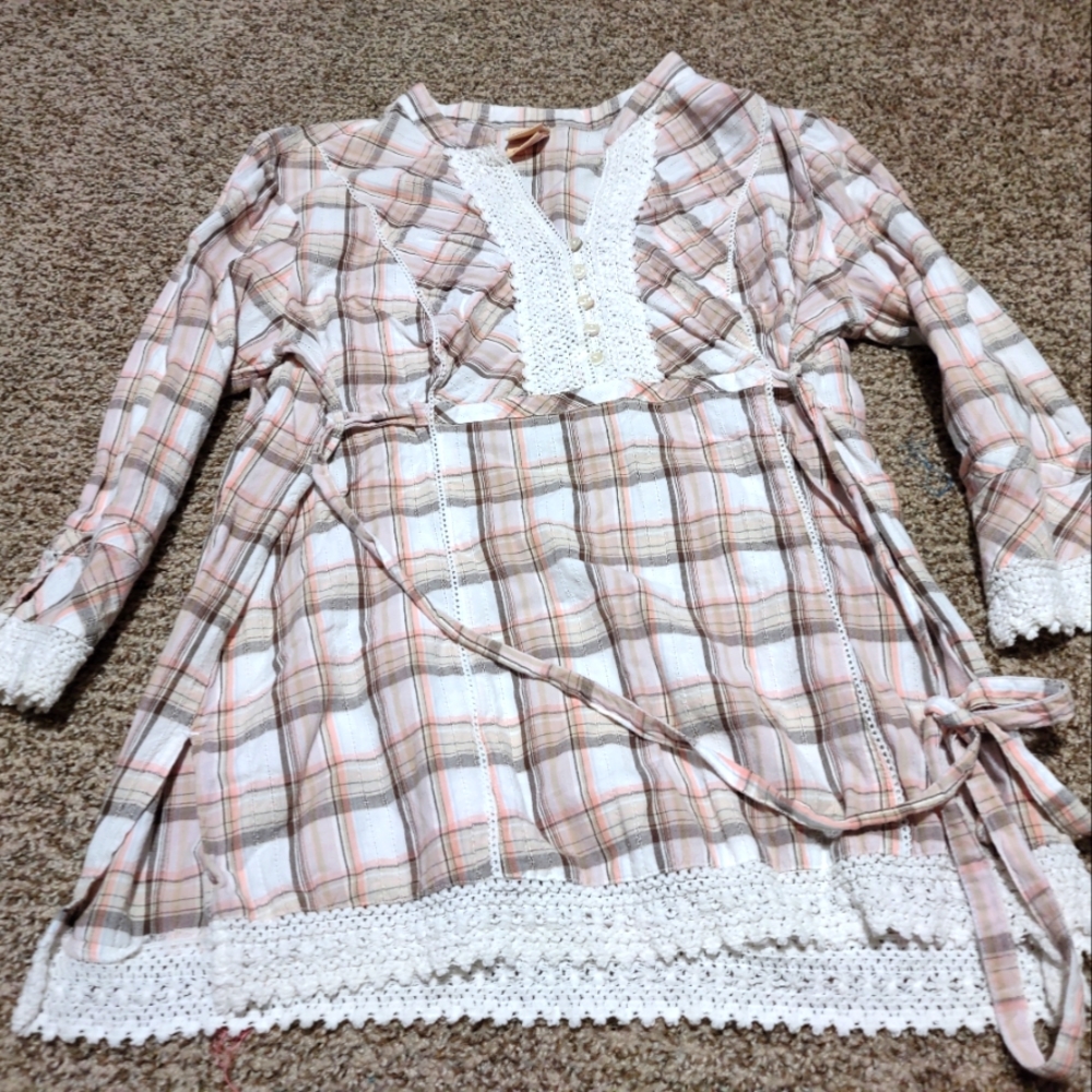 Plaid tie back top